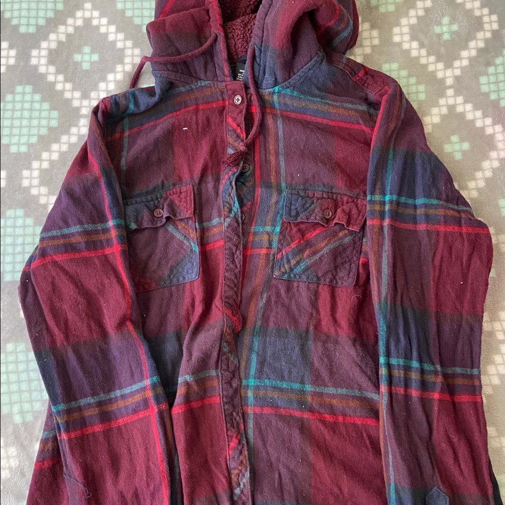 super cute flannel with warm hood